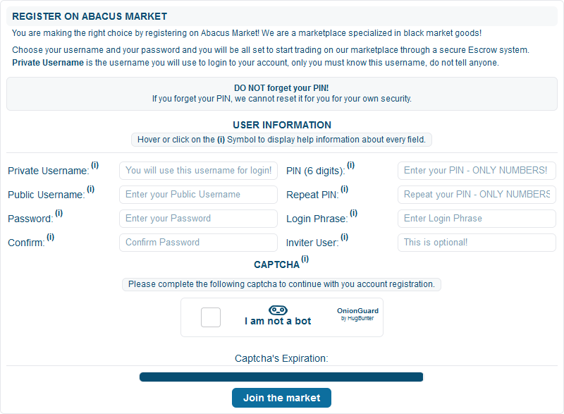 Register on Abacus Market